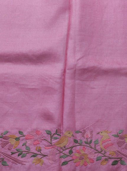 Light Pink Tussar Embroidery Saree