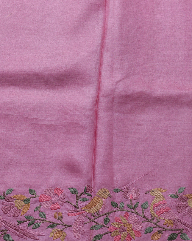 Light Pink Tussar Embroidery Saree