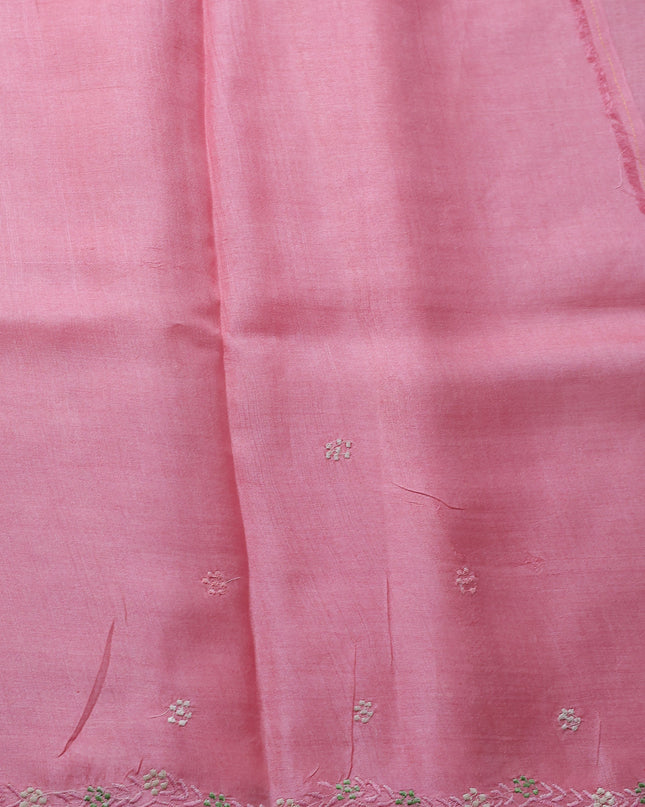 Light Pink - Pista Green Tussar Embroidery Saree