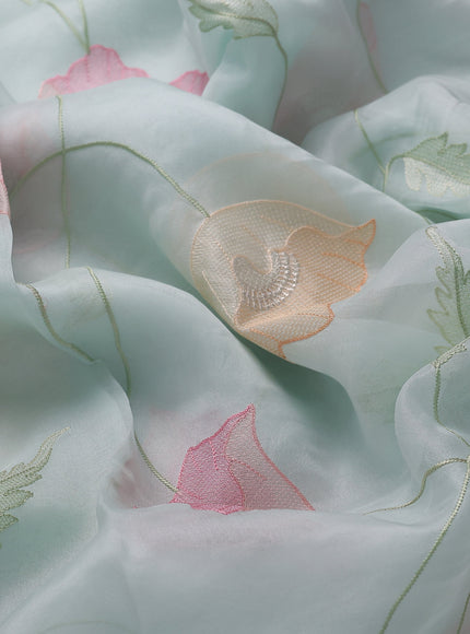 Sky Blue Organza Embroidery Silk Saree
