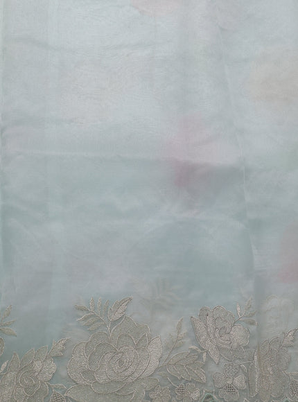 Sky Blue Organza Embroidery Silk Saree