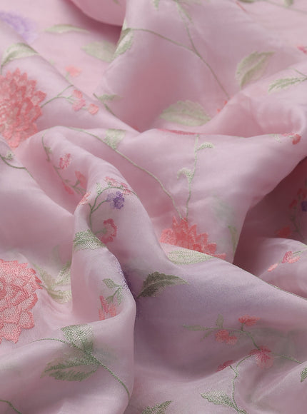 Baby Pink Organza Embroidery Silk Saree