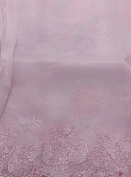 Baby Pink Organza Embroidery Silk Saree