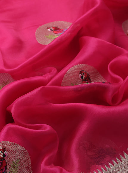 Rani Organza Embroidery Silk Saree