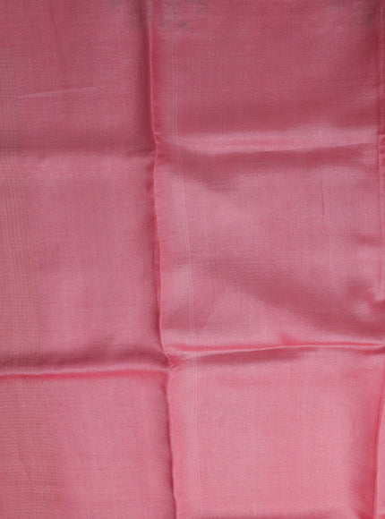 Peach Tussar Embroidery Silk Saree
