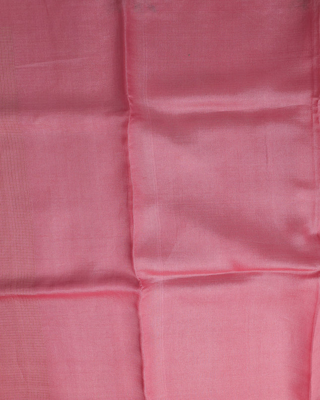 Peach Tussar Embroidery Silk Saree