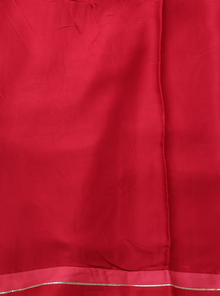 Off White - Tomato Red  Organza Embroidery Silk Saree