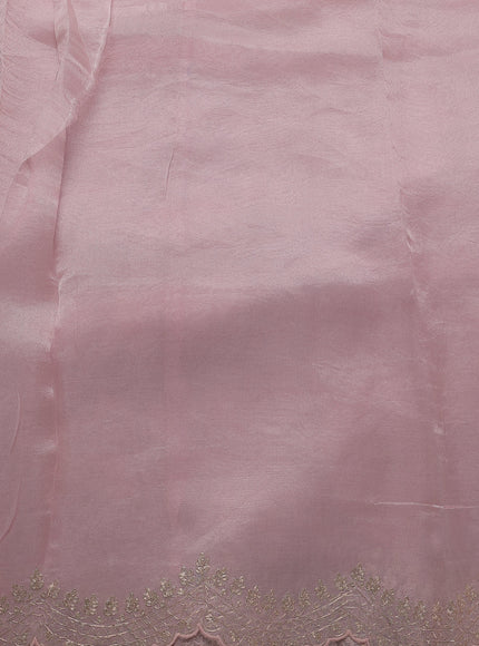 Baby Pink Organza Tissue Embroidery Silk Saree