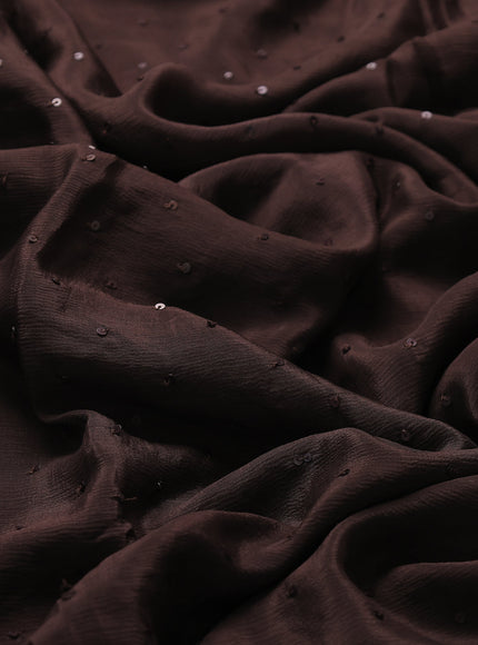 Coffee Brown Satin Crepe Embroidery Saree
