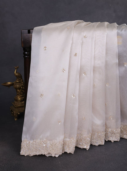 Silver -Purple Tissue Embroidery Saree With Readymade Blouse