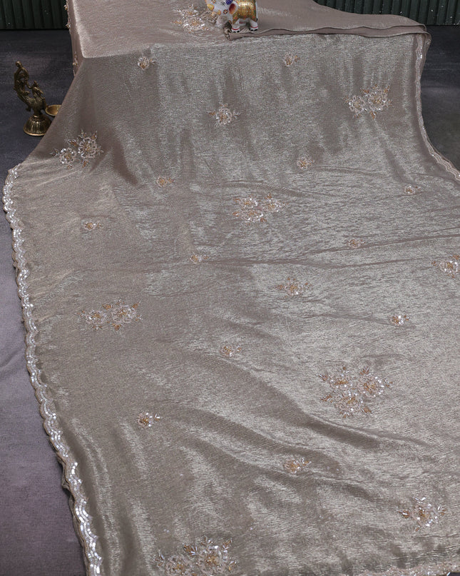 Chikku Shimmer Georgette Sequin Embroidery Saree