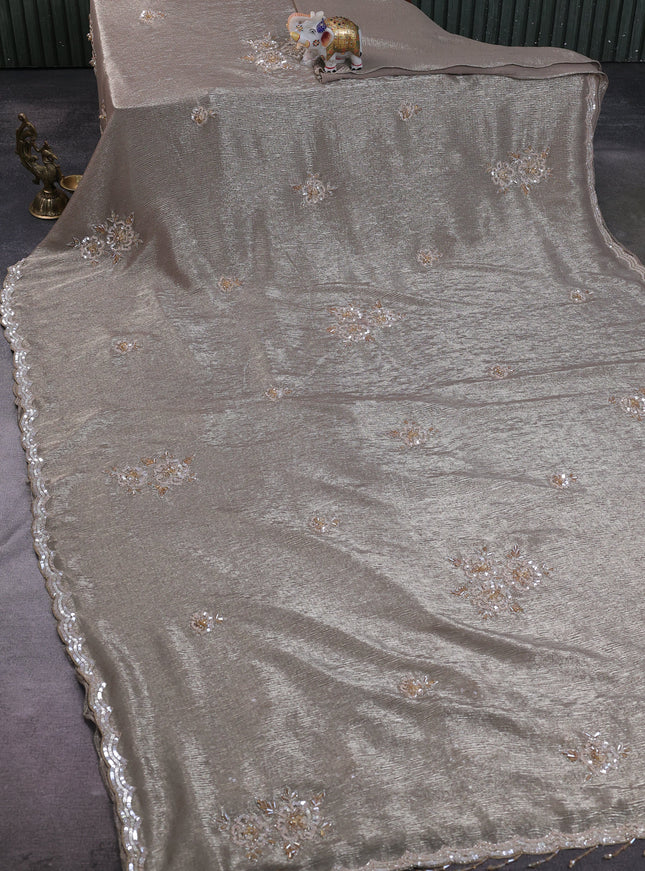 Chikku Shimmer Georgette Sequin Embroidery Saree