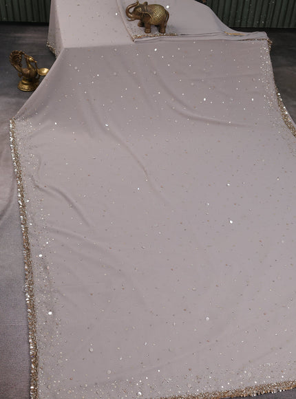 Ash Grey Georgette Squin Embroidery Saree