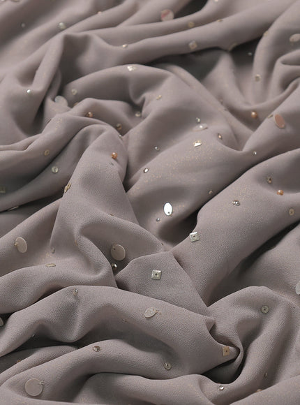 Ash Grey Georgette Squin Embroidery Saree