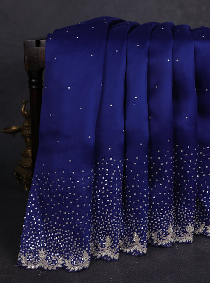 Blue Organza Embroidery Saree With Readymade Blouse