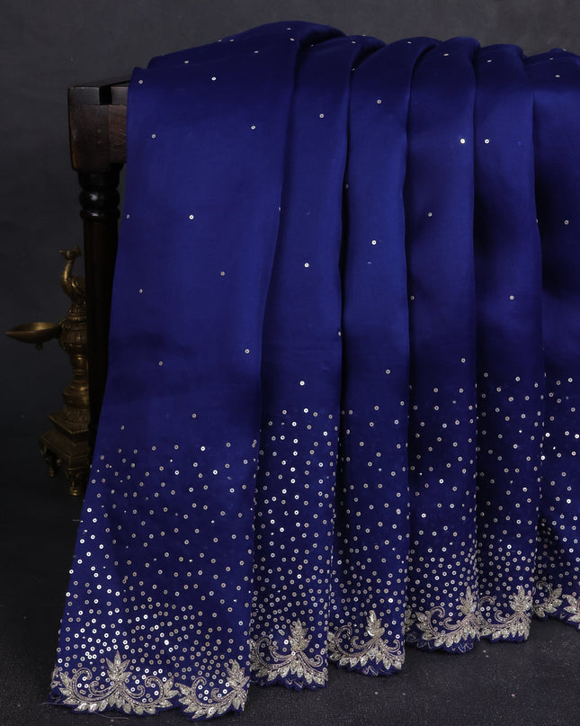 Blue Organza Embroidery Saree With Readymade Blouse