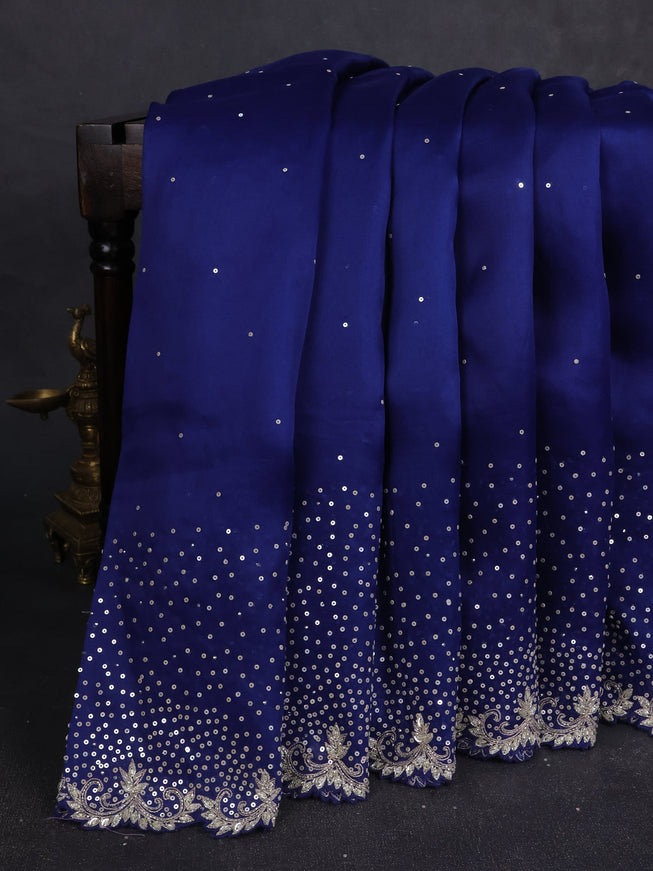 Blue Organza Embroidery Saree With Readymade Blouse
