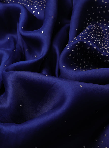 Blue Organza Embroidery Saree With Readymade Blouse