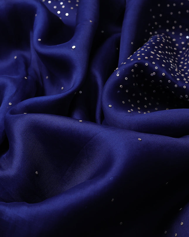 Blue Organza Embroidery Saree With Readymade Blouse