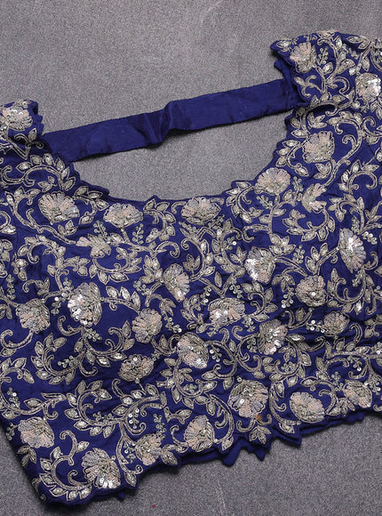 Blue Organza Embroidery Saree With Readymade Blouse
