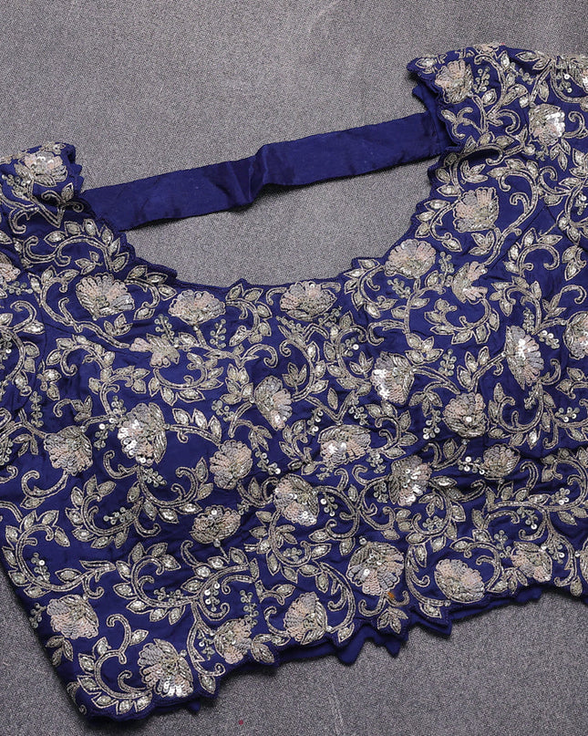 Blue Organza Embroidery Saree With Readymade Blouse