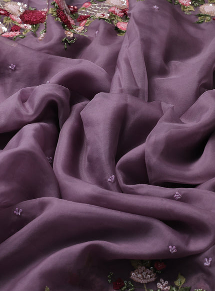 Lavender Organza Embroidery Saree