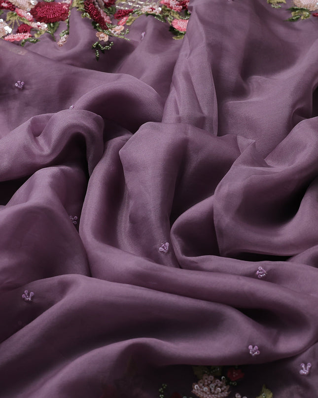 Lavender Organza Embroidery Saree