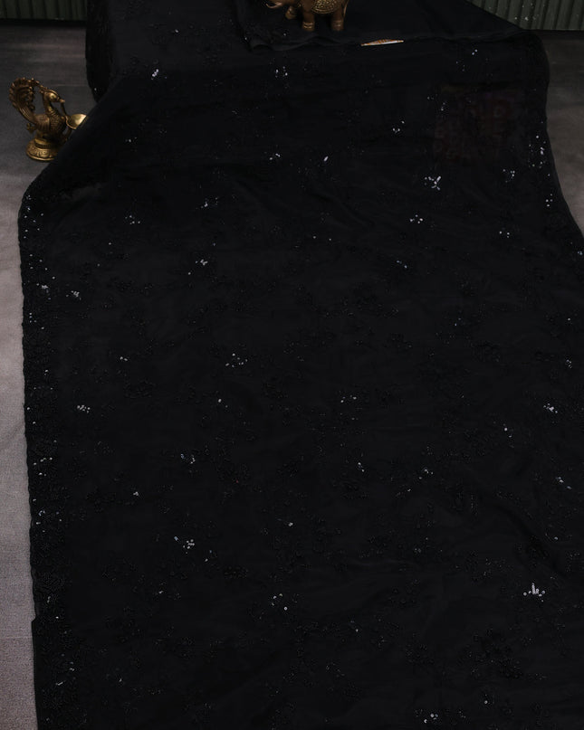 Black Organza Embroidery Saree