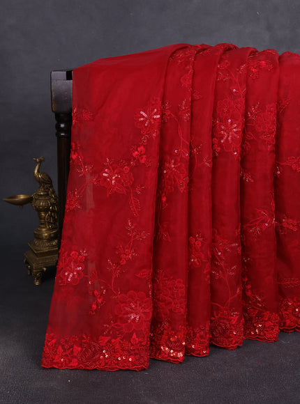 Red Organza Embroidery Saree