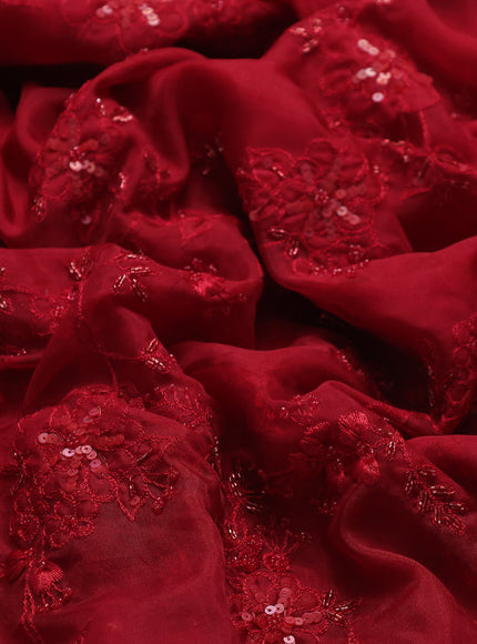 Red Organza Embroidery Saree