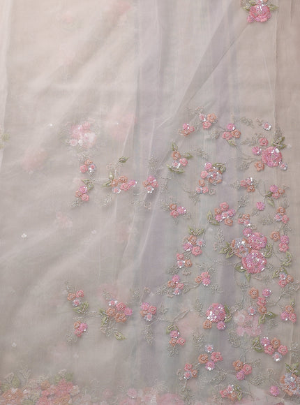 Off White Organza Embroidery Saree