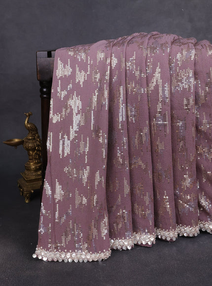 Mild Rosy Brown - Rosy Brown Georgette Sequin Embroidery Saree