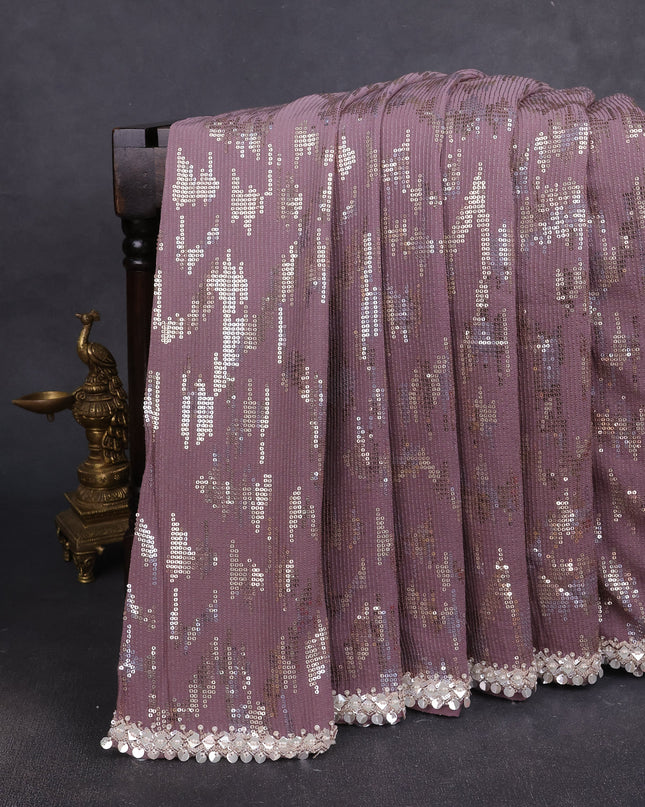 Mild Rosy Brown - Rosy Brown Georgette Sequin Embroidery Saree