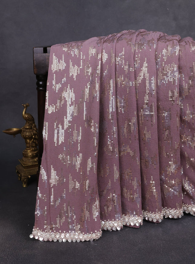 Mild Rosy Brown - Rosy Brown Georgette Sequin Embroidery Saree