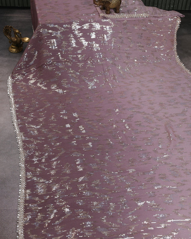 Mild Rosy Brown - Rosy Brown Georgette Sequin Embroidery Saree