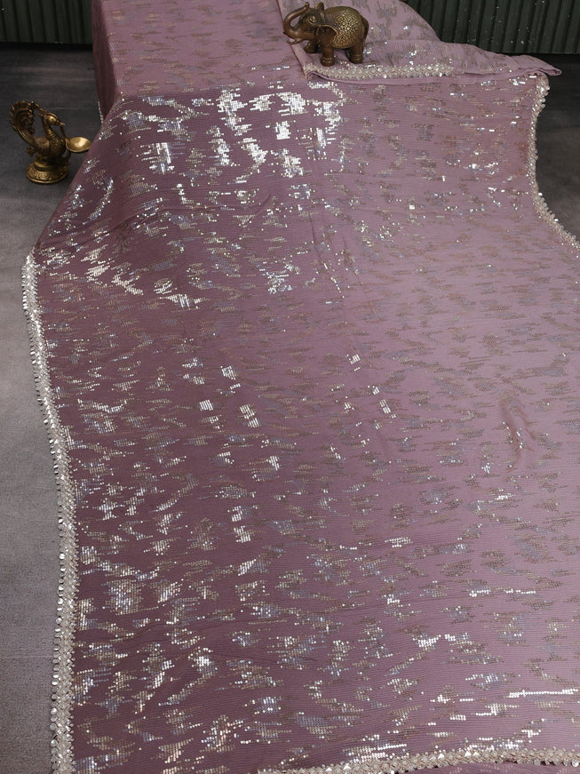 Mild Rosy Brown - Rosy Brown Georgette Sequin Embroidery Saree