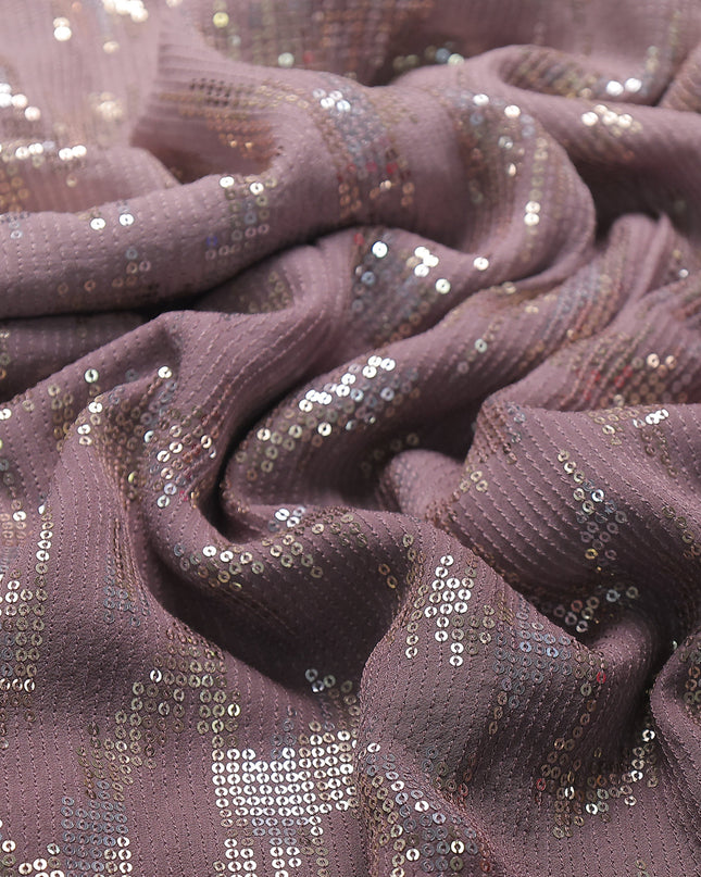 Mild Rosy Brown - Rosy Brown Georgette Sequin Embroidery Saree