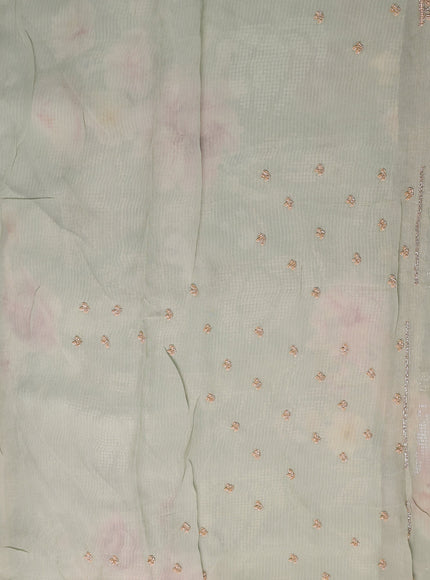 Pastel Green Georgette Sequin Embroidery Saree