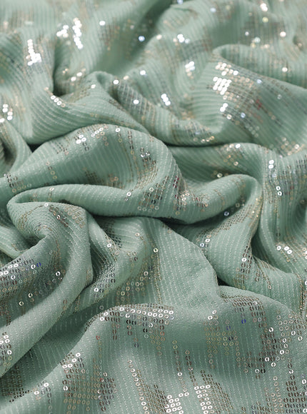 Teal Green Georgette Sequin Embroidery Saree