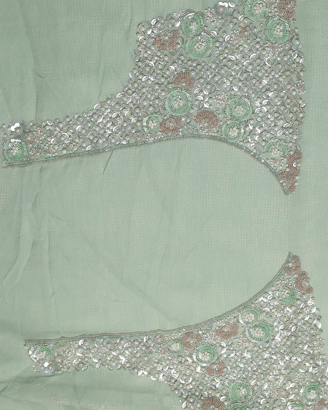 Teal Green Georgette Sequin Embroidery Saree