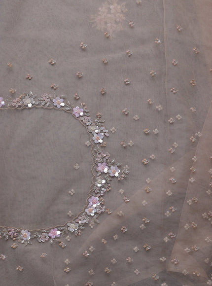 Beige Organza Embroidery Saree