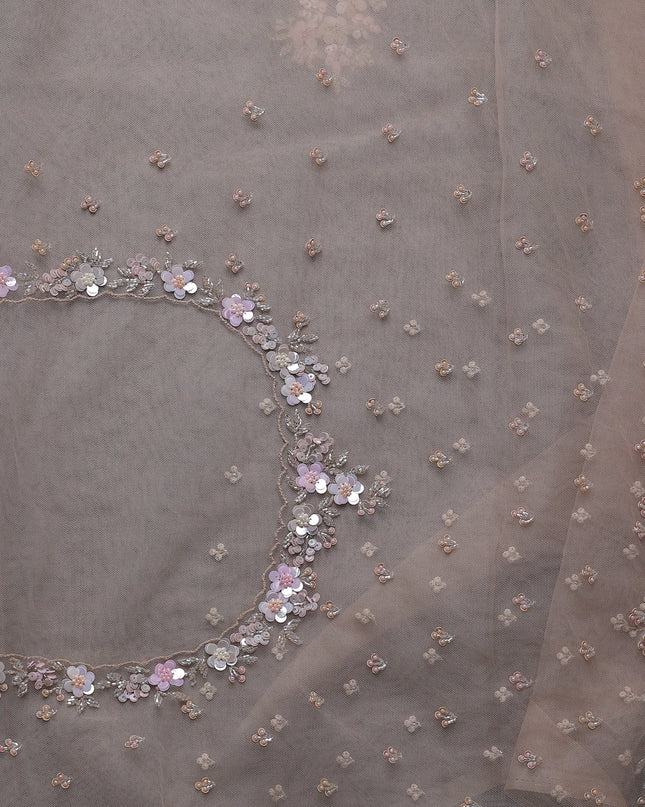 Beige Organza Embroidery Saree