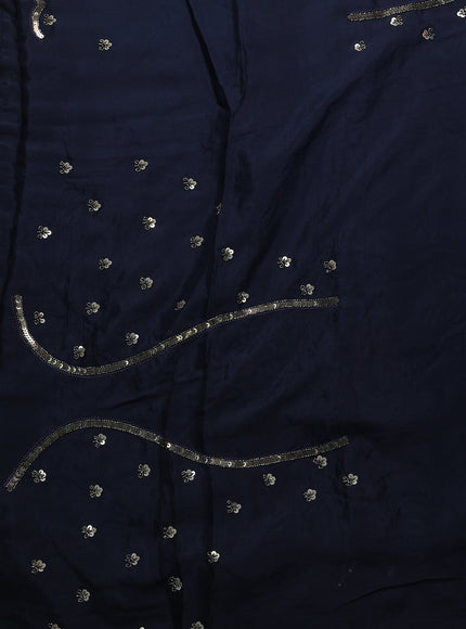 Dark Peacock Blue Crepe Embroidery Saree