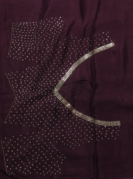 Lavender - Wine Crepe Embroidery Saree