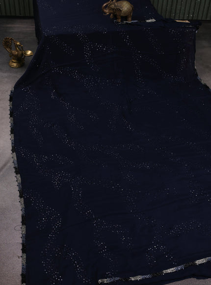 Peacock Blue Crepe Embroidery Saree