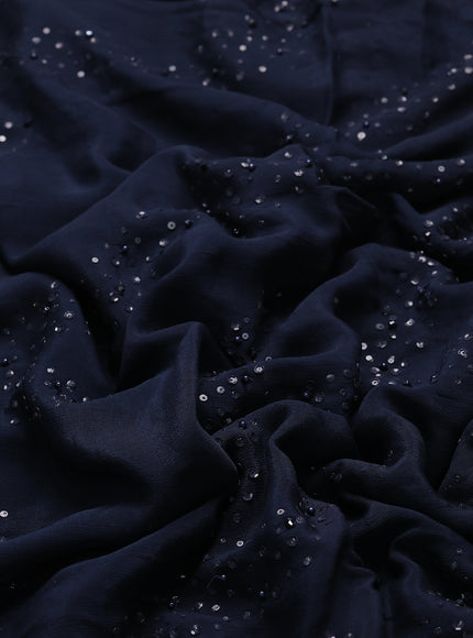 Peacock Blue Crepe Embroidery Saree