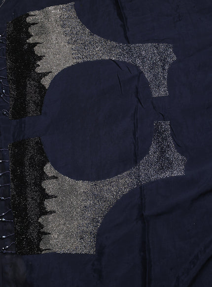 Peacock Blue Crepe Embroidery Saree