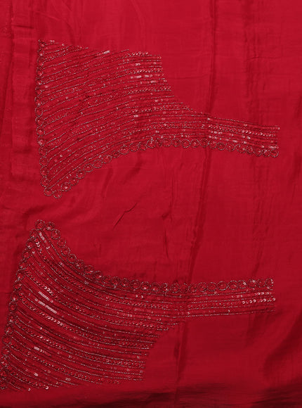 Red Crepe Embroidery Saree