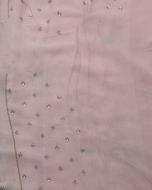 Mild Peach Georgette Sequin Embroidery Saree