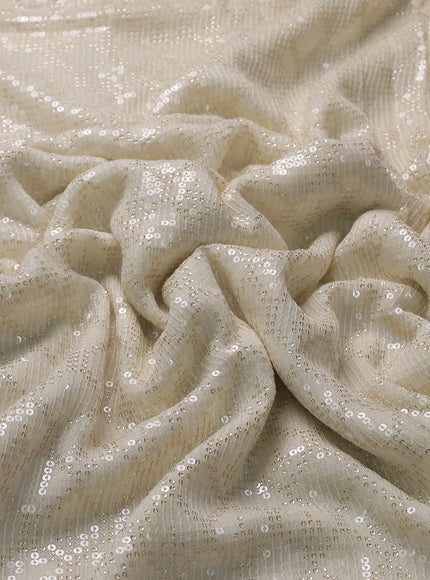 Off White Georgette Sequin Embroidery Saree